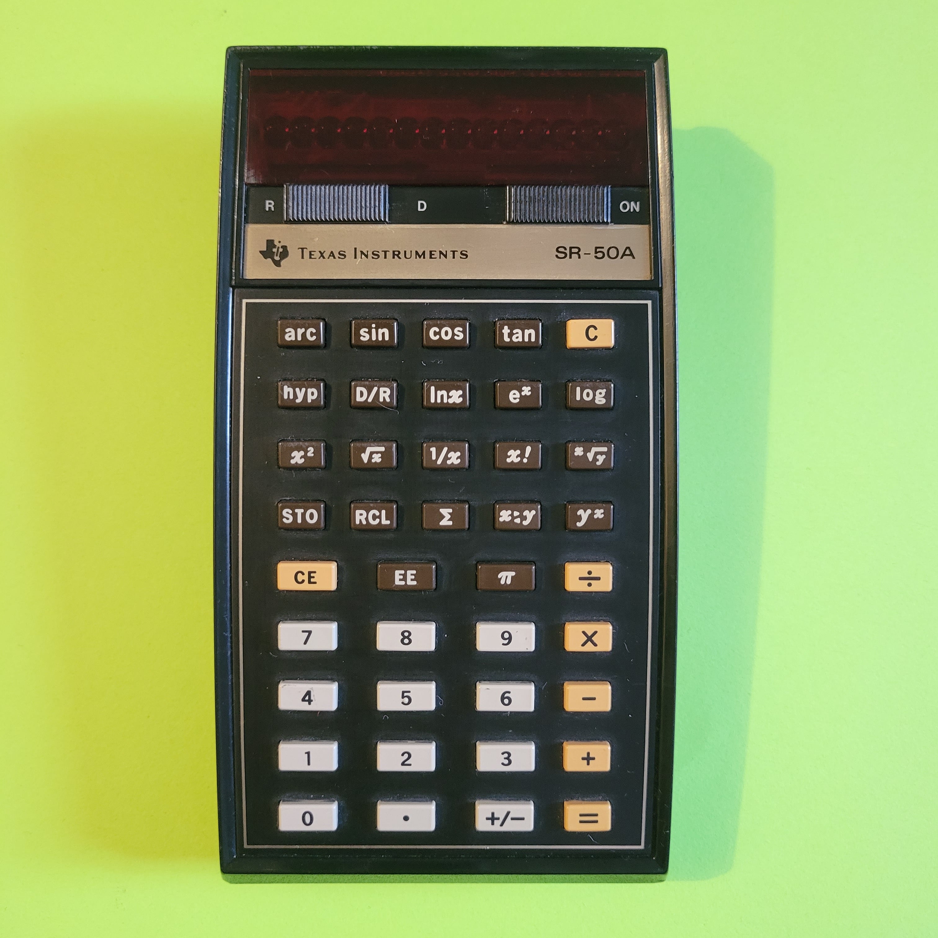 an image of a Texas Instruments SR-50A scientific/engineering calculator